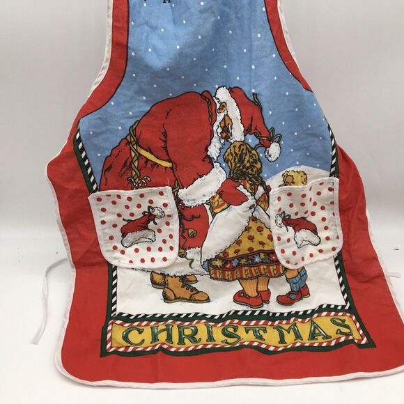 Christmas Apron White Christmas Santa With Child - Picture 2 of 4